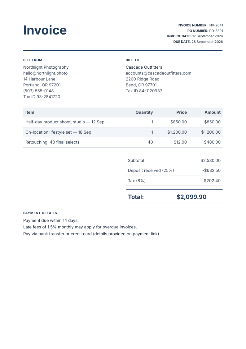 Sample invoices document made with PaintPDF