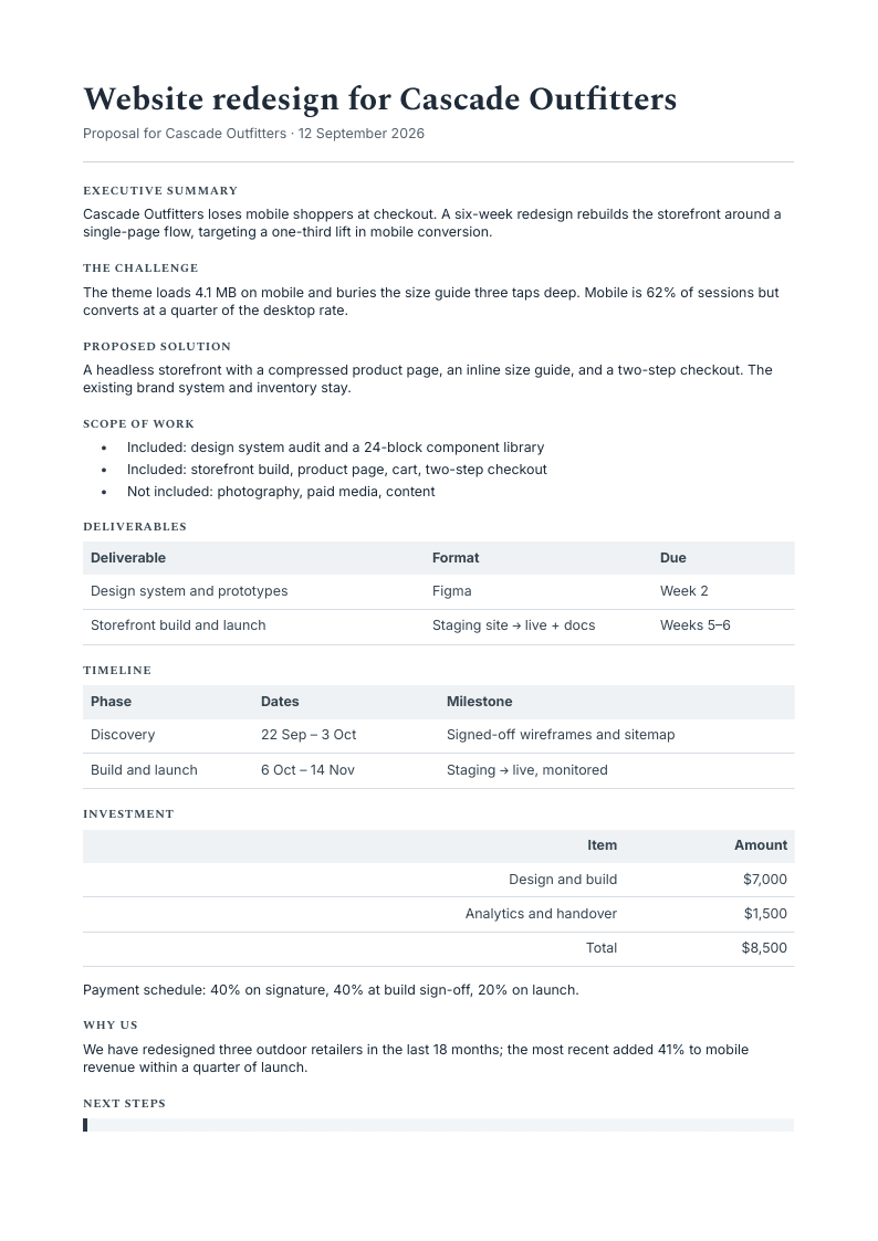 Sample proposals document made with PaintPDF